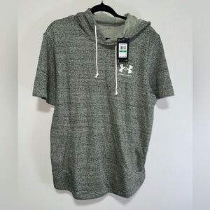 Under Armour NWT Men's Rival Terry Hoodie Sz L GroveGreen OnyxWhite Short Sleeve